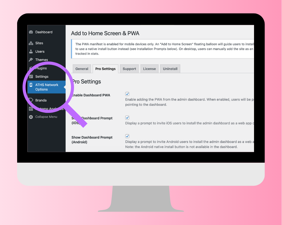 Add to Home Screen & Progressive Web App Premium Plugin 11 Add to Home Screen and PWA settings for MultiSites Network